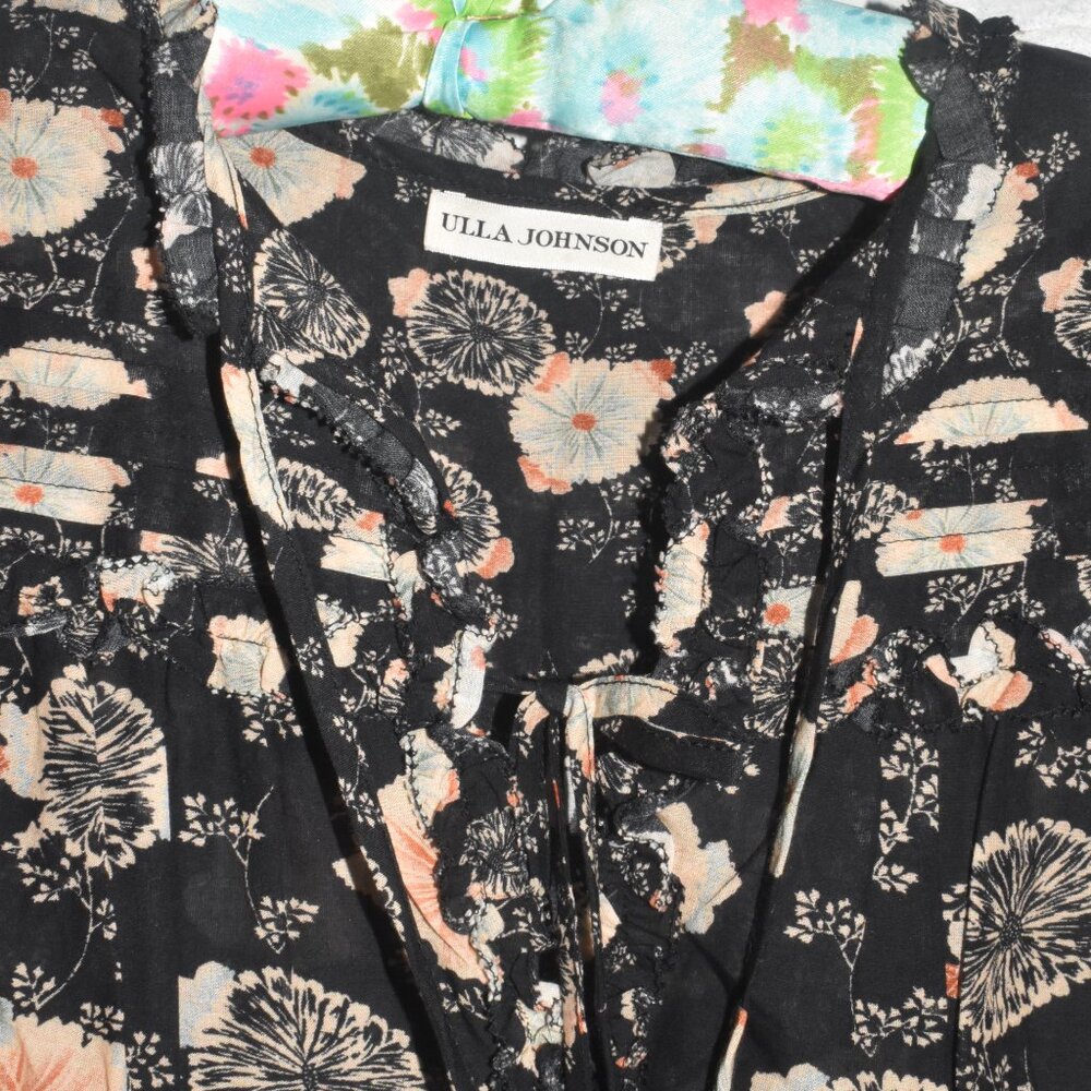Ulla Johnson Big Shoulder Sheer Fall Floral Blouse Size 2